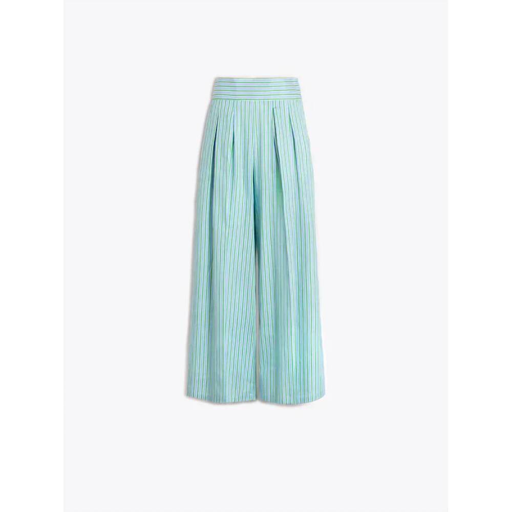 NEW VILAGALLO women's striped pleated trousers in blue/green